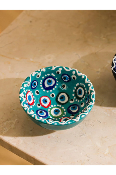 LC Waikiki LCW HOME Karişik Nazar Boncuğu Baskılı Seramik Çerezlik 7 cm