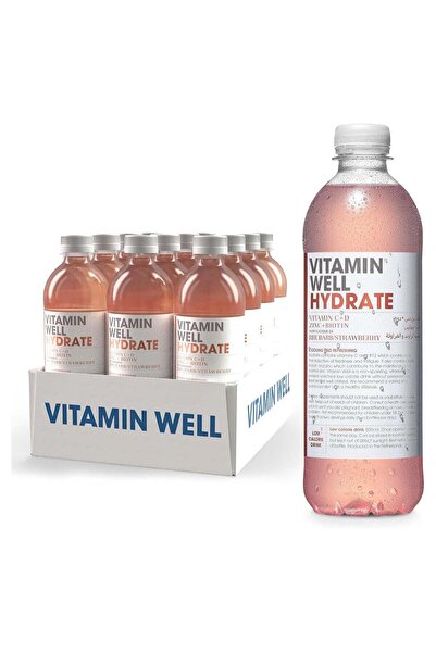Vitamin مشروبات Well Hydrate، 500 مل، بنكهة الفراولة، عبوة من 12 قطعة