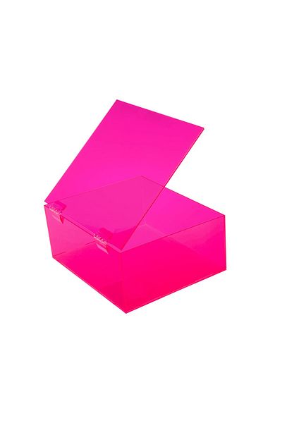 Lamsit Ibdaa Acrylic Display Box with Hinges, 10x10x5 cm, Fluorescent Pink