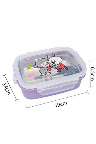 DNS Lunch box inox, 2 compartimente, caserola pentru pranz si gustare, 600ml,...