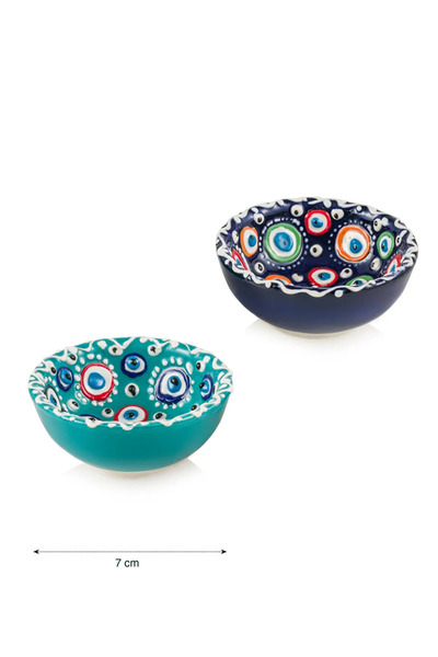 LC Waikiki LCW HOME Karişik Nazar Boncuğu Baskılı Seramik Çerezlik 7 cm
