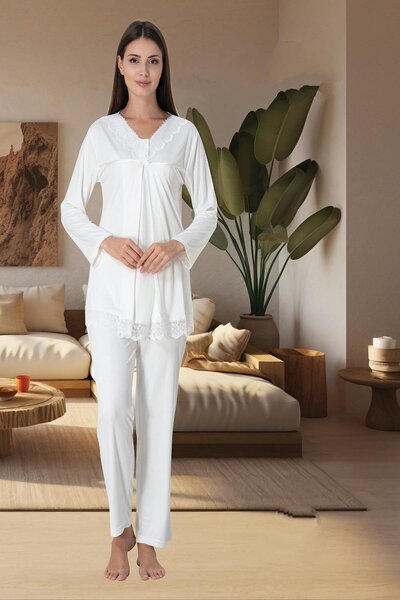 ByLohusa Effortt Ecru Maternity Maternity Pajama Set