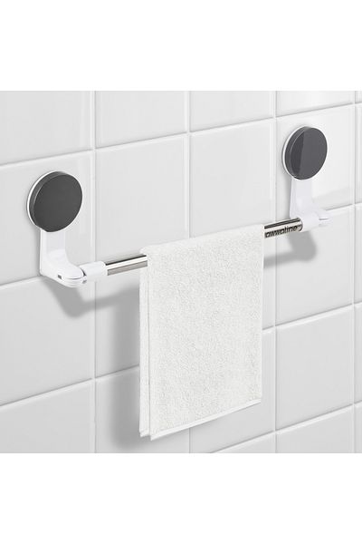 awwaline Towel holder, awwaline, white, 50 cm, suction cup attachment, allows corner mounting