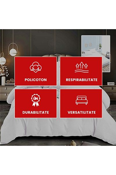 PATONE Damask Polycotton Bed Linen, 6 pieces, fitted sheet, white