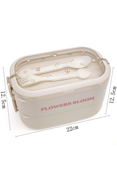 DNS Double compartment lunch box for children, for school, 2020 ml, white ML-6807