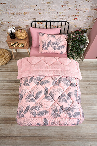 argehome Tek Kişilik Welsoft Uyku Seti Çift Taraflı Wellsoft Pofuduk Polar Yorgan ve 100x200 Lastikli Çarşaf