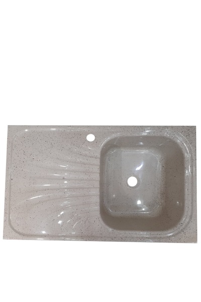 RAY Chiuveta de bucatarie, din compozit, crem marmorat, 800 x 500 mm, montare pe blat, sifon inclus