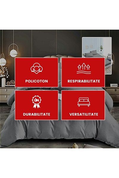 PATONE Damask Polycotton Bed Linen, 6 pieces, fitted sheet, dark gray