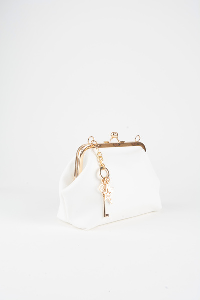 Vivaq Women's White Key Charm Gift Scholarship Closure Lined Handbag and Shoulder Bag