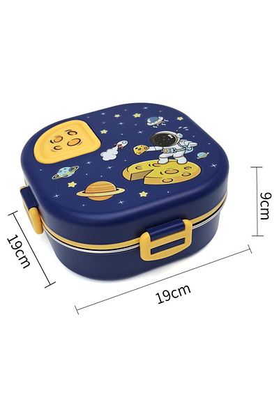 DNS Stainless steel 3-compartment lunch box for kids, navy blue JB669