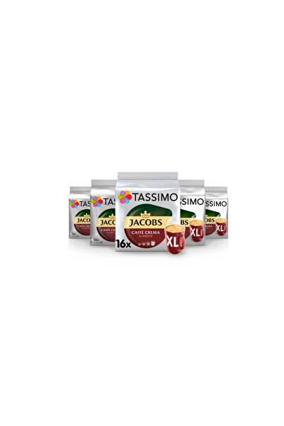 tassimo Set x5 pachete cafea Capsule Cafe Crema XL, 16 capsule