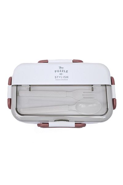 DNS Caserola inox dubla copii, inox, 2 compartimente mari, pranz complet 1600 ml, mov XC-602