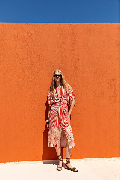 KAMEYA Floral Patterned Striped Tile Dress