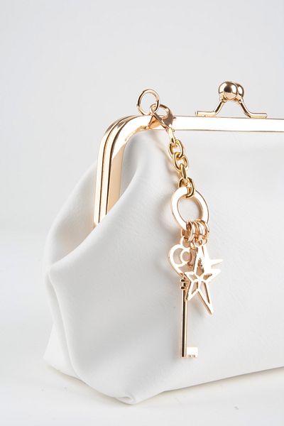 Vivaq Women's White Key Charm Gift Scholarship Closure Lined Handbag and Shoulder Bag