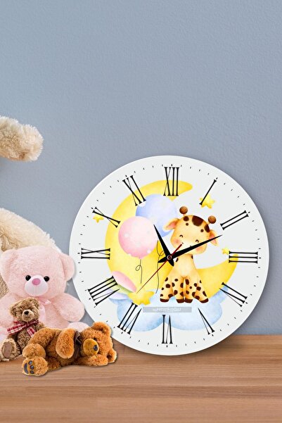 byMelekoğlu Children's Room Wall Clock Design Mdf Uv Printing 40Mçocuk-01-A2