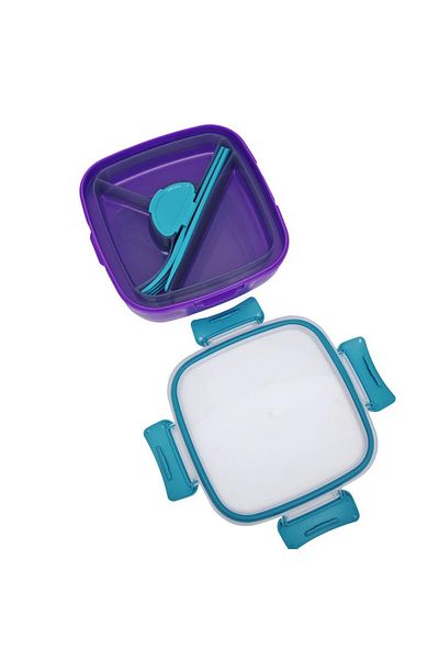 DNS Caserola bento pentru copii, patrata, compartimente mari, 1570 ml mov HSD6522