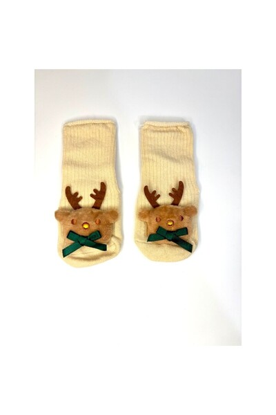 Mixbo Interactive Socks with Toys for Babies, Mixbo, Cotton, Cream with Deer