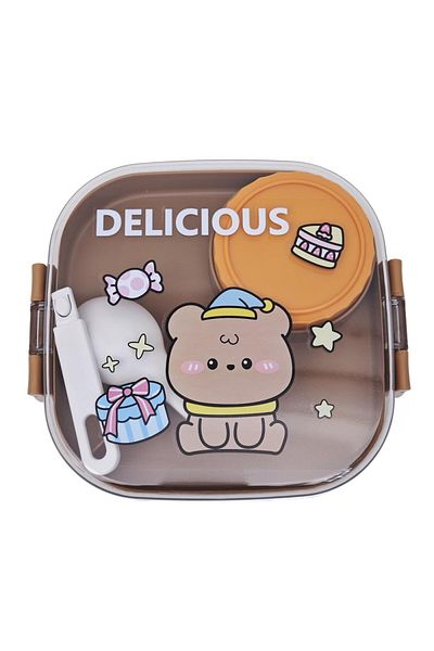 DNS Square stainless steel children's lunch box, 2 compartments, for school, 800 ml, pink WX8820