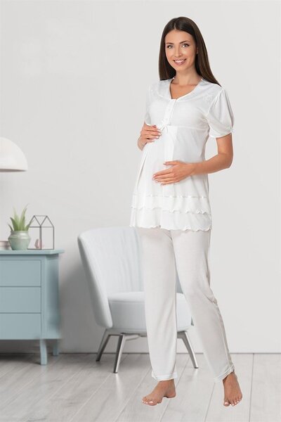 ByLohusa Effortt Ecru Maternity Maternity Pajama Set