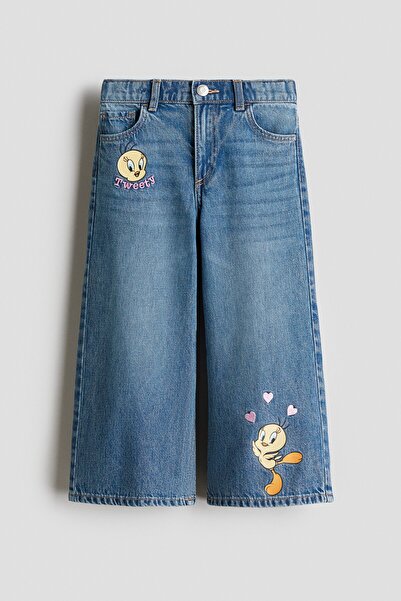 H&M Wide Leg Jeans Baskılı
