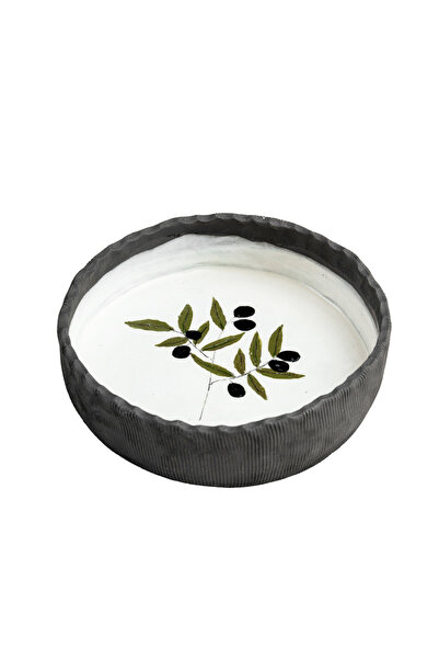 Zeytin Desenli Seramik Kase - Orta Boy 19 cm