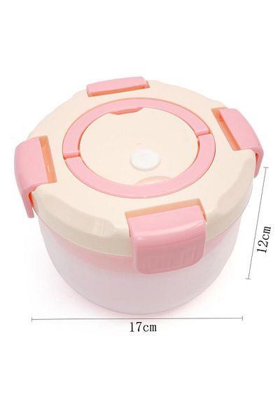 DNS Round bento salad bowl with plastic handle, pink XC-A60