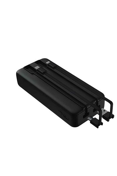 Veger 20000mAh Power Bank with Type-C Cables, Built-in iPhone Charger, Display, and 22.5W Charging Power - Black