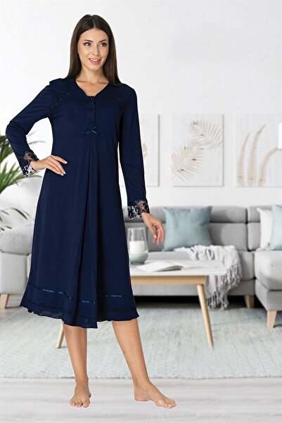 ByLohusa Cămașă de noapte de maternitate din dantelă Effortt bleumarin