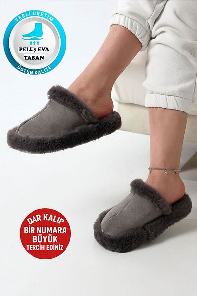 AlbiShoes Women's Silent Soft Eva Sole Plush Wool Fluffy Home Slippers Winter Slippers Plush Slippers