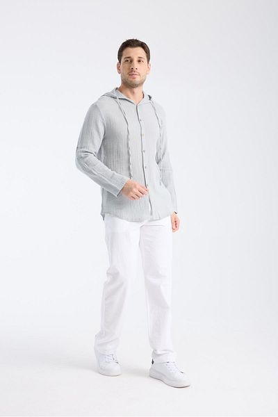 White By Nature Hooded Double Face Muslin Gray Shirt