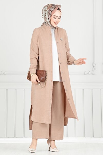 ModaMerve Önden Düğmeli Sofia Takım 407DVL817-MS Vizyon