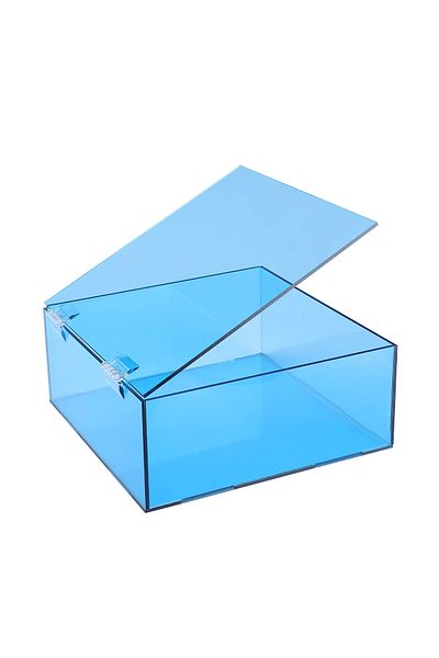 Lamsit Ibdaa Acrylic Display Box with Hinges, 20x20x8 cm, Fluorescent Light Blue