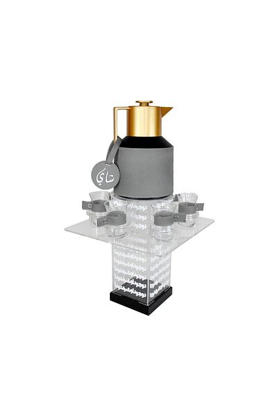 Lamsit Ibdaa Coffee Thermo Flask, Square Acrylic Set, Grey, Tea, LI 105, Jug Dalla
