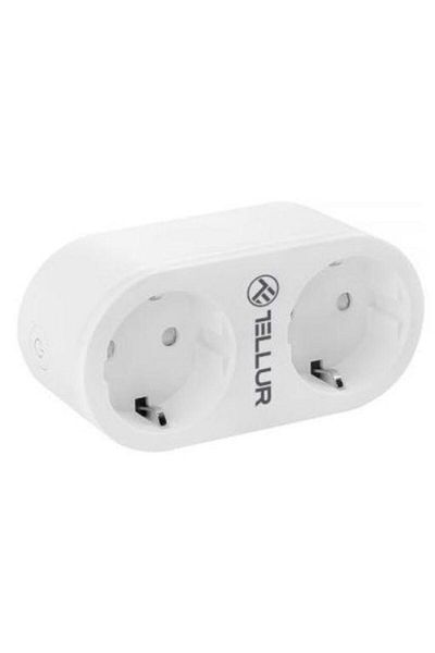 TELLUR Smart Plug TLL331061, WiFi, 2 Schuko Ports, 3680W, 16A, Energy Monitoring (White)