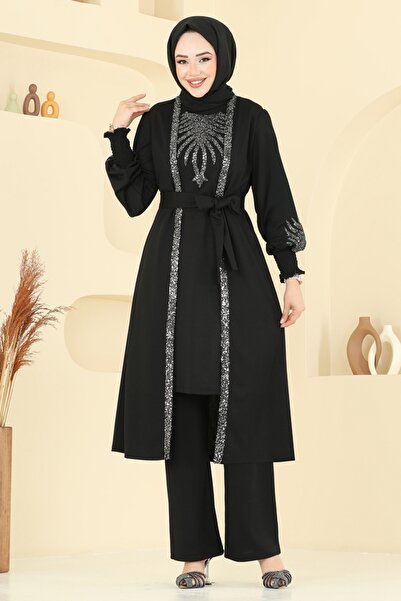ModaMerve Pul Payet Detay Takım ASM2805-MS Siyah