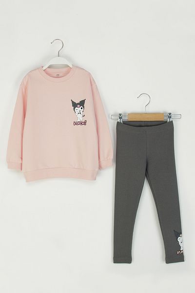 DMB BOYS & GIRLS Girl's Kuromi Printed Suit Sweatshirt and Ribbed Stretchy Leggings Combination
