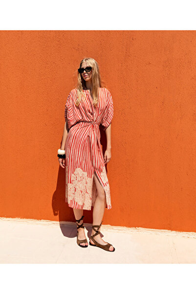 KAMEYA Floral Patterned Striped Tile Dress