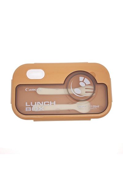 DNS Rectangular casserole, compartmentalized, with fork and spoon, 1100 ml, orange HSD1086