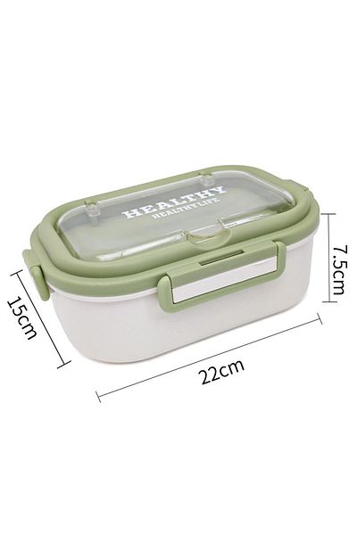 DNS Stainless steel children's casserole with handle, 2 compartments, leak-proof lunch box 900 ml, green HM5856