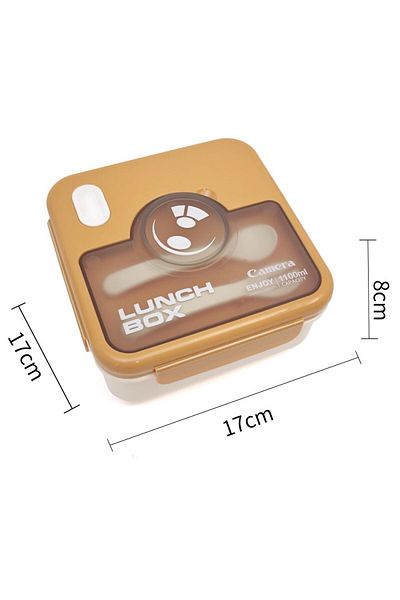 DNS Square plastic children's casserole, with spoon and fork, 1100 ml, orange HSD1087