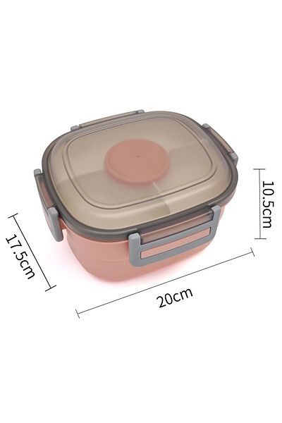 DNS Children's bento box, transparent lid, 2 layers, compartment, 1600 ml, pink 6268