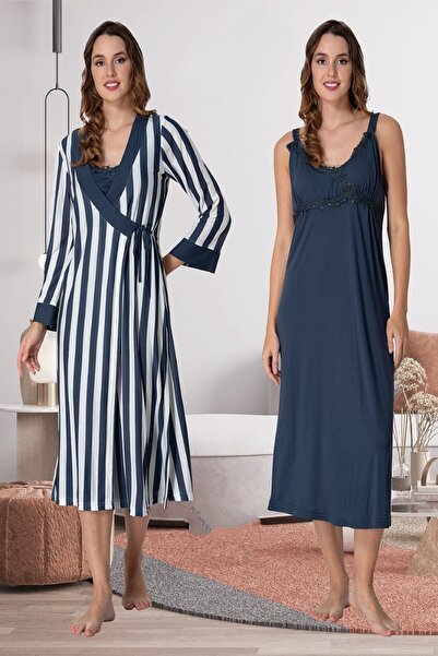 ByLohusa Set cămașă de noapte de maternitate Effortt bleumarin