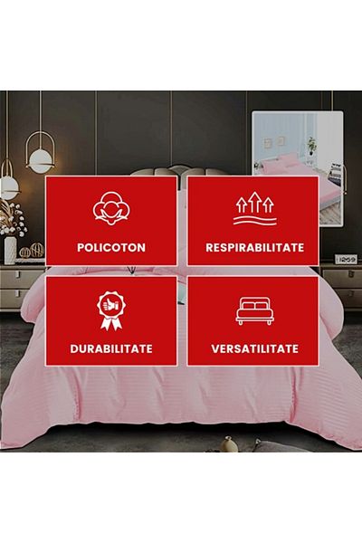PATONE Damask Polycotton Bed Linen, 6 pieces, fitted sheet, pink