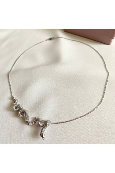 h&b design jewel Steel Silver Snake Necklace