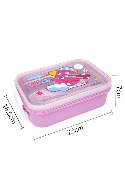 DNS Sandwich and snack casserole for children, lunch box, transparent lid, 500 ml, pink YSY5001-1