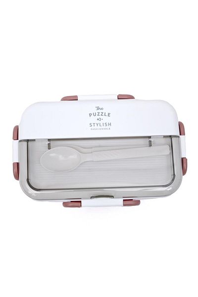 DNS Double stainless steel casserole for children, stainless steel, 2 large compartments, complete lunch 1600 ml, red XC-602