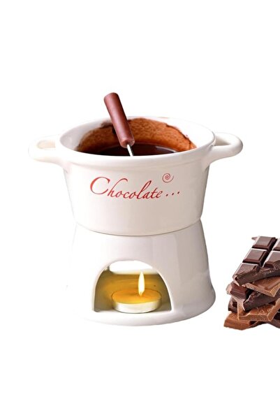 Generic كوب فوندو الشوكولاتة مع شوك، كوب سيراميك قابل للذوبان للجبن والشوكولا...