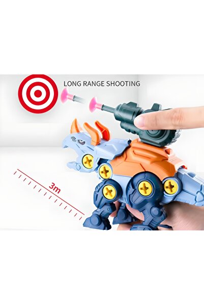 Yelajoy 3-Piece Take Apart Dinosaur Toys with Drill, Dinosaur Building Kit with Detachable Launcher