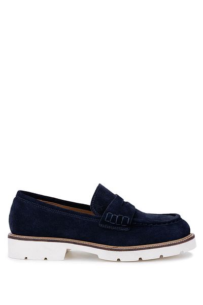 Tamer Tanca Men's Genuine Leather Navy Blue Suede Loafers
