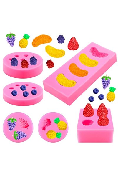 Generic 6 قطع من قوالب الجيلي على شكل فاكهة، قوالب سيليكون للفاكهة، قالب الفر...